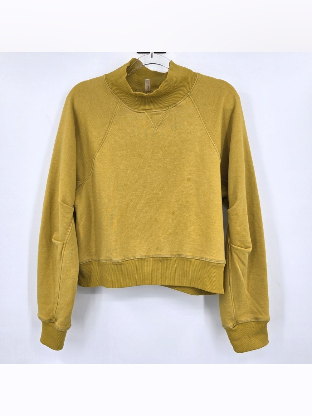 Free People Movement Good Times Sweatshirt Medium Yellow Crop Mock Neck